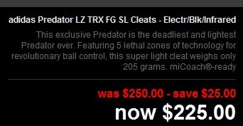 adidas Predator LZ TRX FG SL Cleats – Electr/Blk/Infrared是超顶级的猎鹰12吗?如图