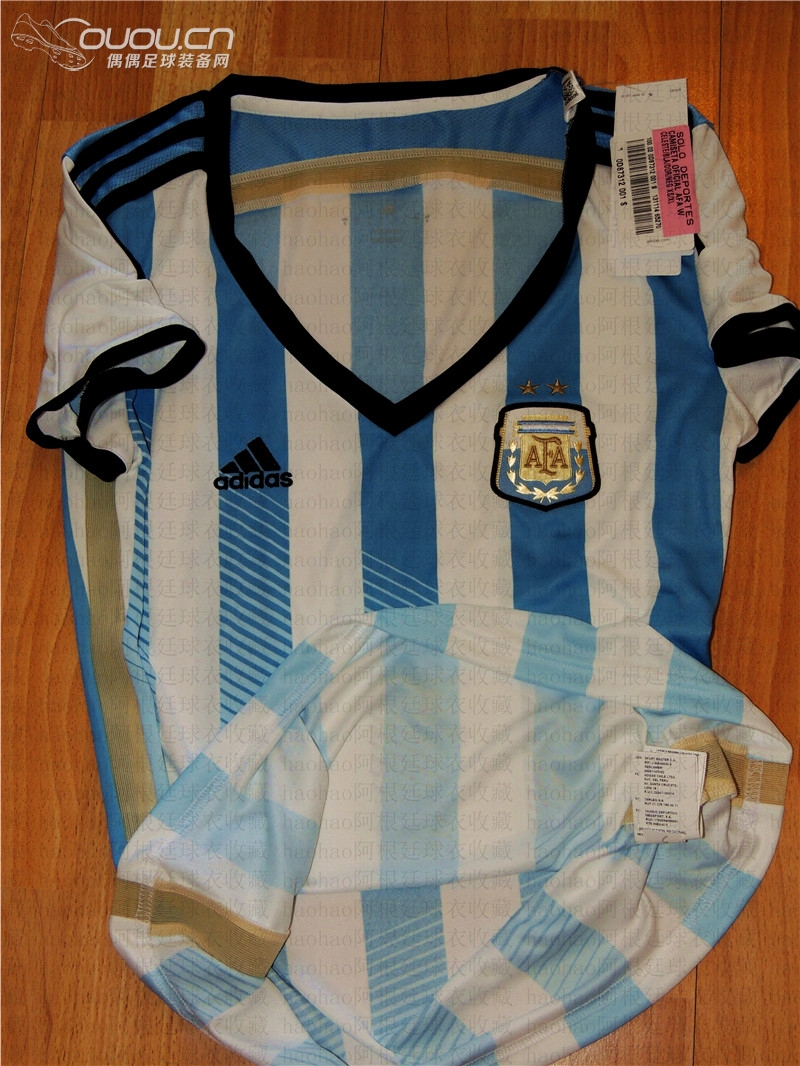 (偶偶全国首发)2014世界杯款阿根廷国家队主场女款短袖球衣(高清细节图分享)