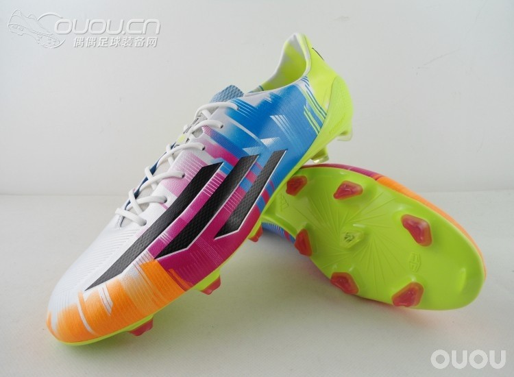 即将发售的阿迪达斯 adizero F50 TRX FG梅西专属配色 彩虹色