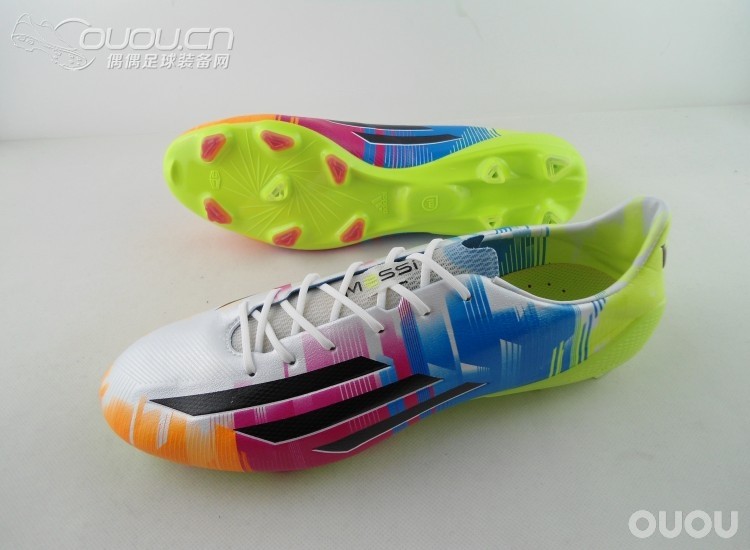 即将发售的阿迪达斯 adizero F50 TRX FG梅西专属配色 彩虹色