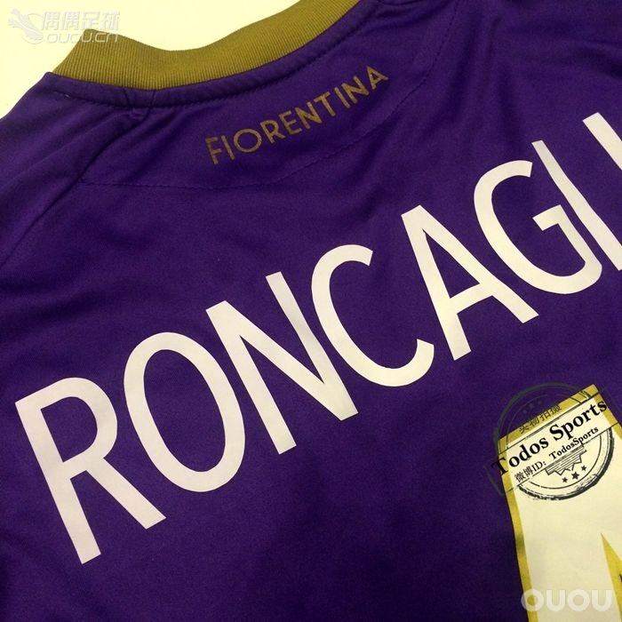 2014欧美杯佛罗伦萨4号隆卡格里亚Roncaglia更衣室签名球衣