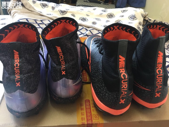 新购入的刺客10tf 和之前的液态配色有些区别,后跟字大小不一样,还有我这双鞋底都有胶,黏糊糊的。