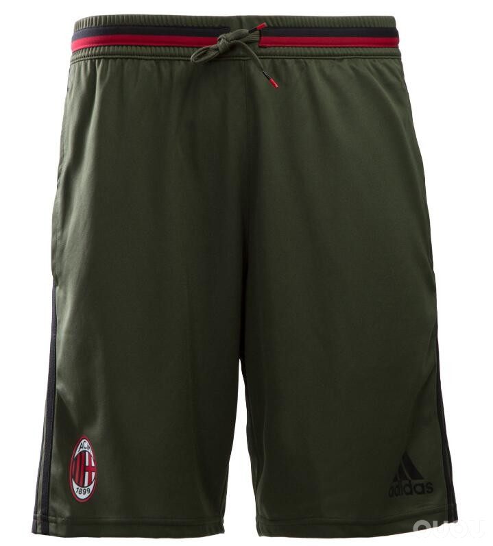 1617赛季意甲AC米兰球员版Adizero橄榄绿训练短裤带口袋AO0368