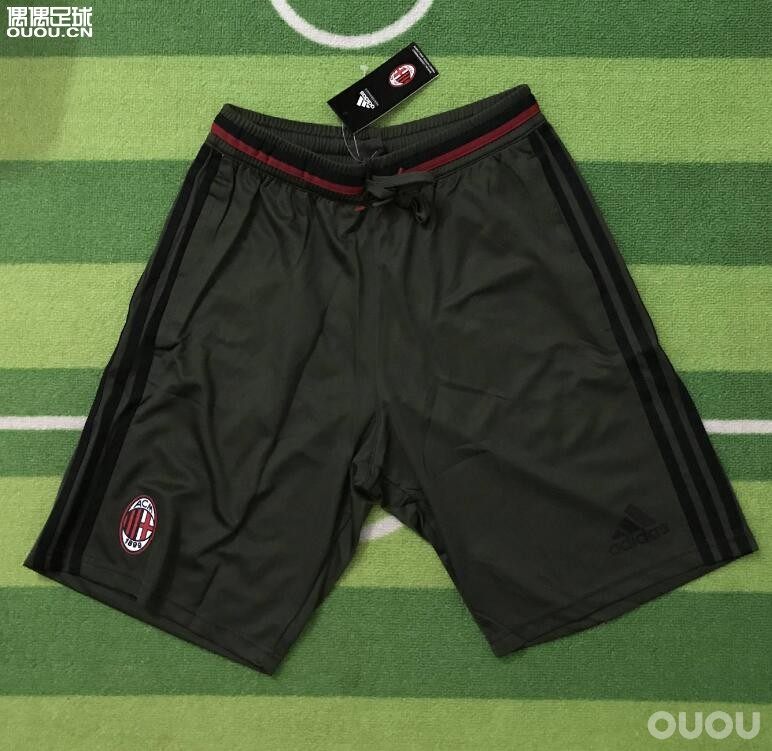 1617赛季意甲AC米兰球员版Adizero橄榄绿训练短裤带口袋AO0368