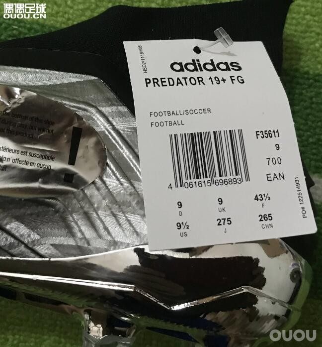 阿迪达斯 Adidas猎鹰 PREDATOR 19+ 超顶FG 男子足球鞋F35611 JP275
