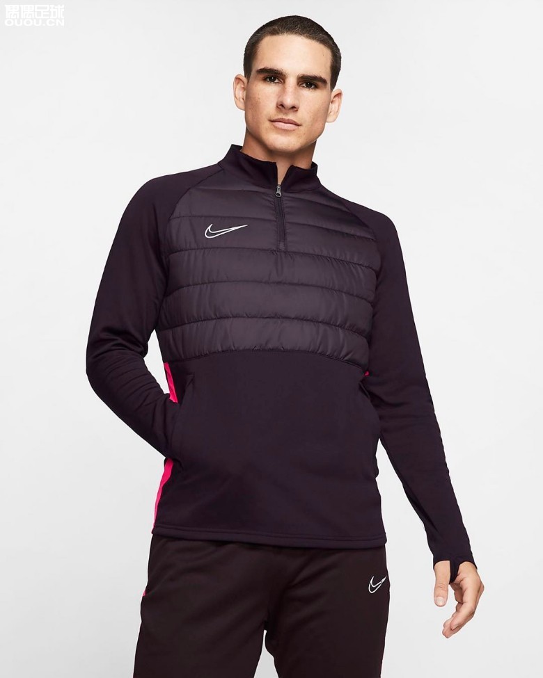 Nike耐克足球运动训练套头衫冬季保暖半拉链长袖拇指扣加绒训练外套BQ7474-659